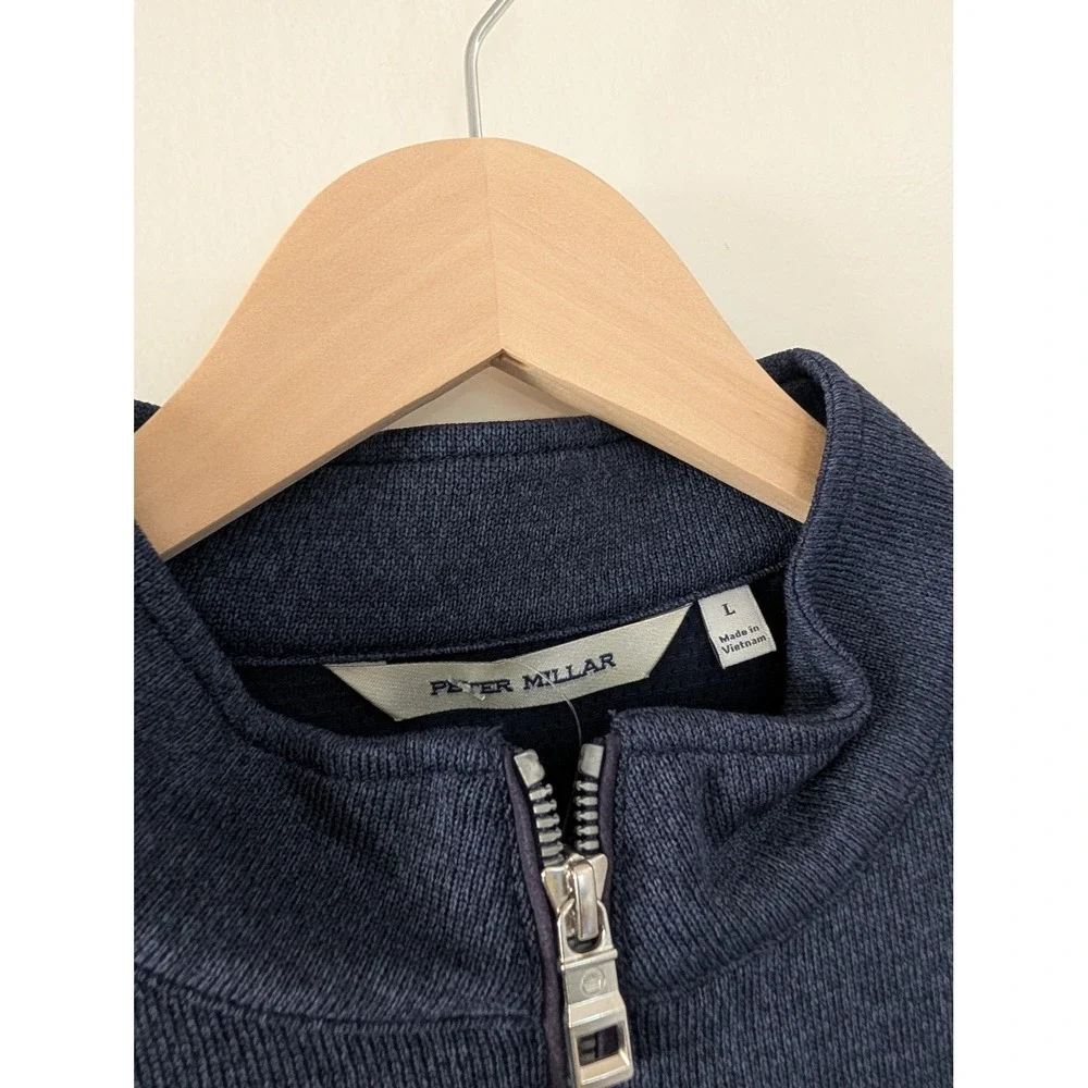 Peter Millar Navy Blue Heather Quarter Zip Pullover Sweater Men's L Gorpcore